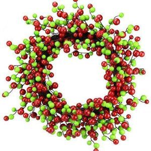 Festive Red and Green Berry Holiday Berry Wreath | 24” Christmas Berry Wreath